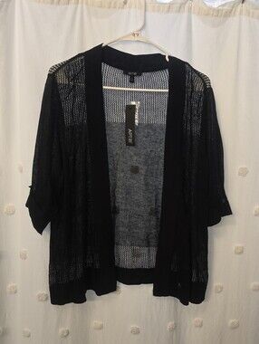 Womens Apt. 9 Black Open-Front Sheer Knit Cardigan Size Xl Nwt!